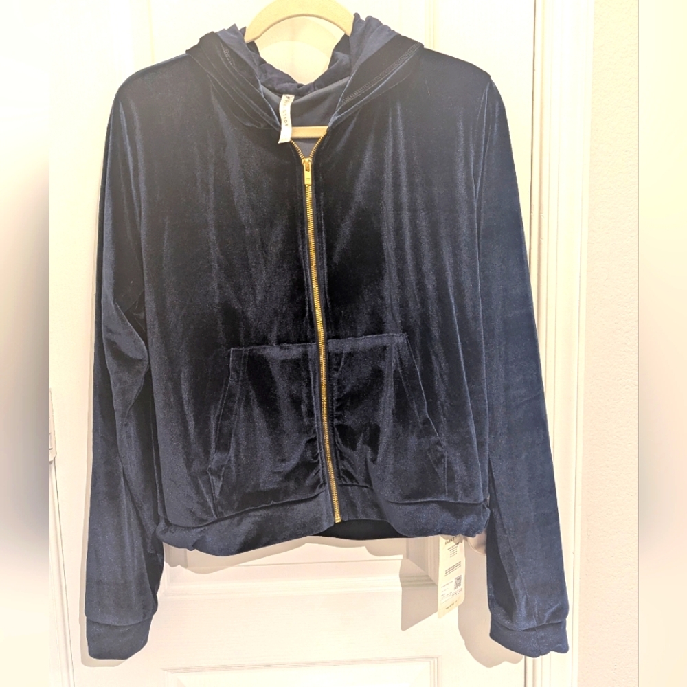 Fabletics Donna Plush Velour Hoodie Deep Navy‎ Relaxed Fit XL
